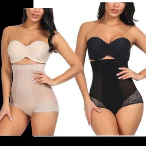 Plus Size High Waist Panty Girdle Lace Hem Breathable  2XL